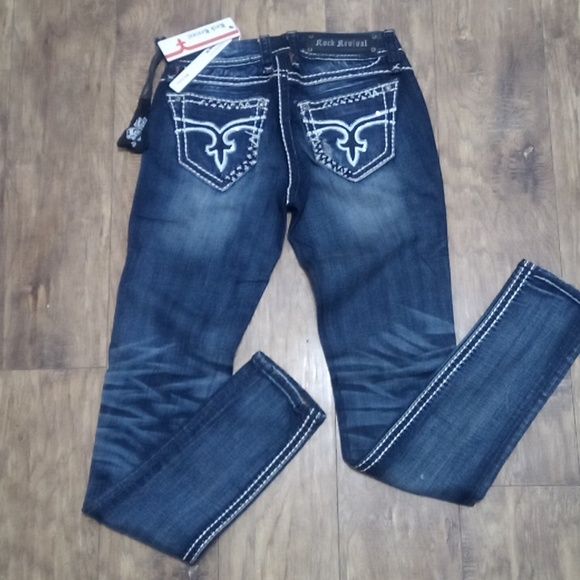 Rock Revival NWT Women's 26 Skinny Charlotte Bejeweled Shimmer Distressed - Picture 2 of 14